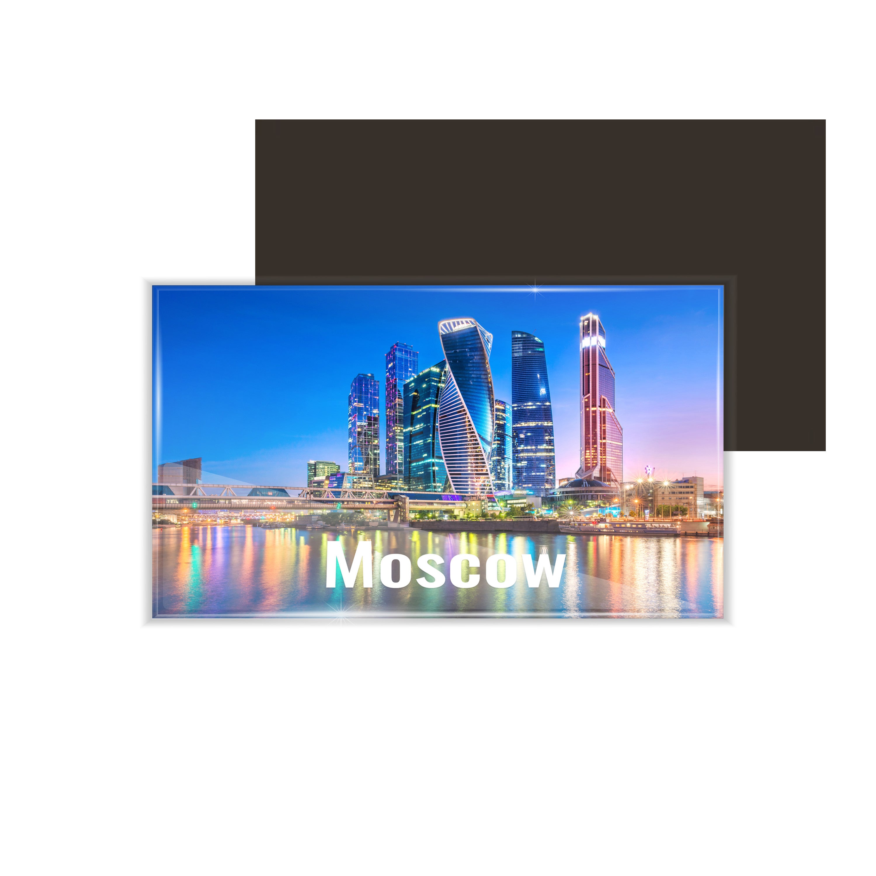 dhcrafts Fridge Magnet Rectangle Acrylic Glass (8.6 x 5.4 cm) Multicolor Travel Moscow D2 Design Pack of 1